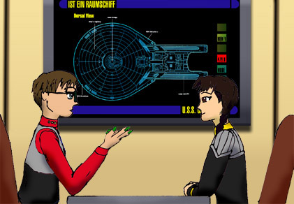Commander Sigma speculates to Lieutenant Commander King.